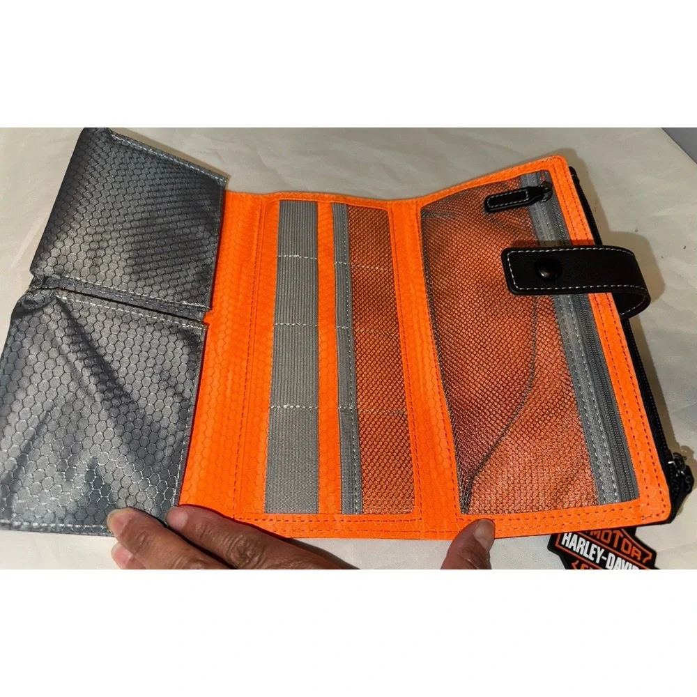 Unisex Faux Leather Harley Davidson Tri Fold Wallet Travel Tech‎ Organizer New